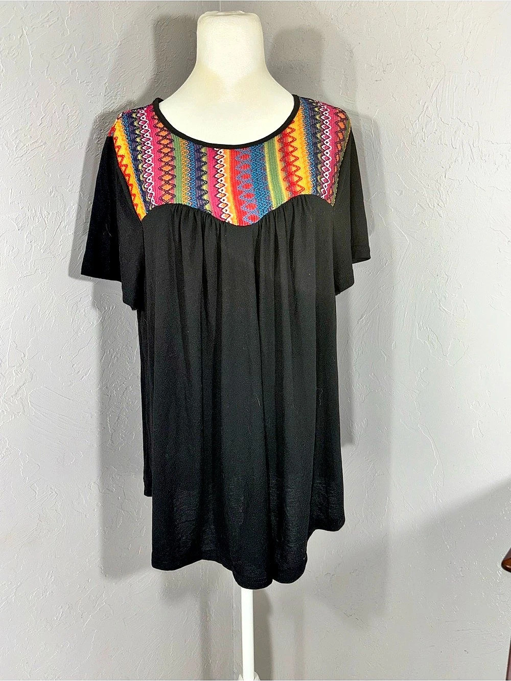 SHEIN Geometric Tunic in Black & Multicolor Size 3XL Like New